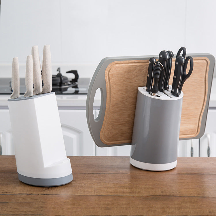 Kitchen knife storage rack with chopping board holder
