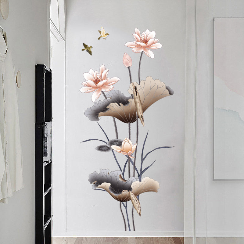 Chinese-style lotus flower self-adhesive wall sticker
