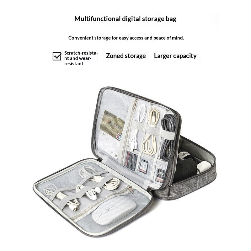 Double-layer electronics cable travel organizer