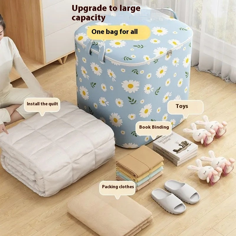 Beige 100L foldable clothes and quilt storage bag