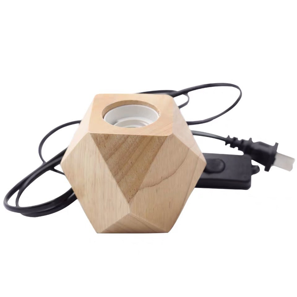 Retro wooden lamp holder with diamond design without switch
