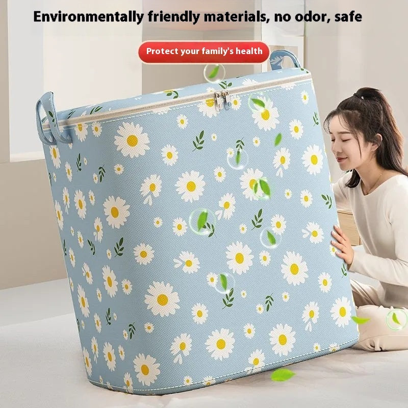 Beige 210L foldable clothes and quilt storage bag