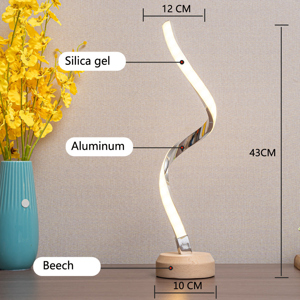 LED spiral table lamp with warm white illumination
