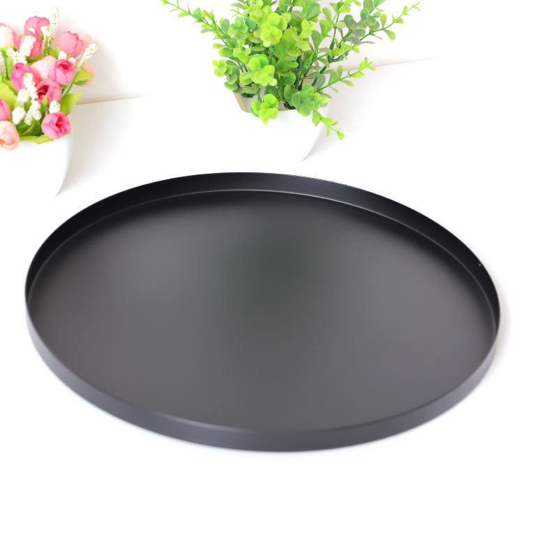 Minimalist black metal decorative tray, 12.5 cm
