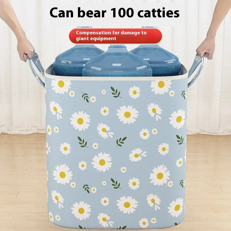 Foldable clothes and quilt storage bag with zip closure
