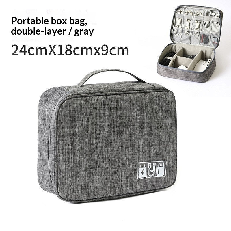 Double-layer electronics cable travel organizer case