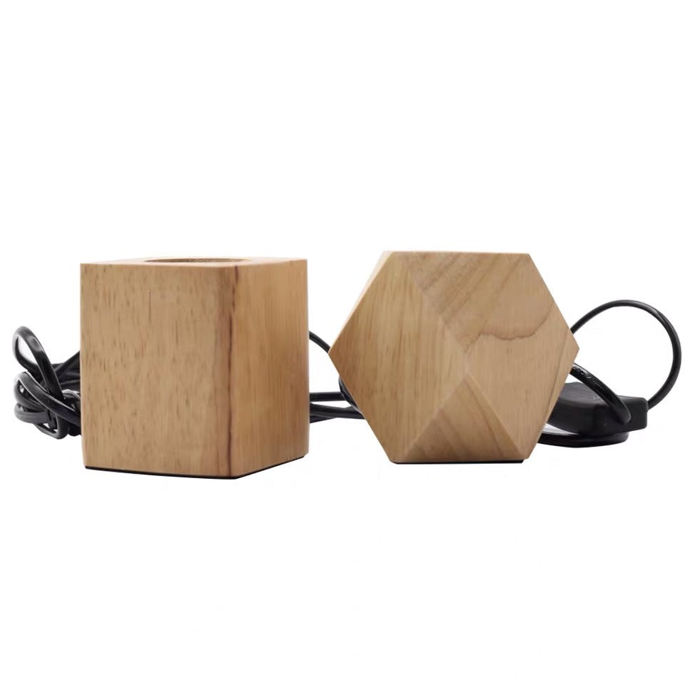 Square retro wooden lamp holder with switch
