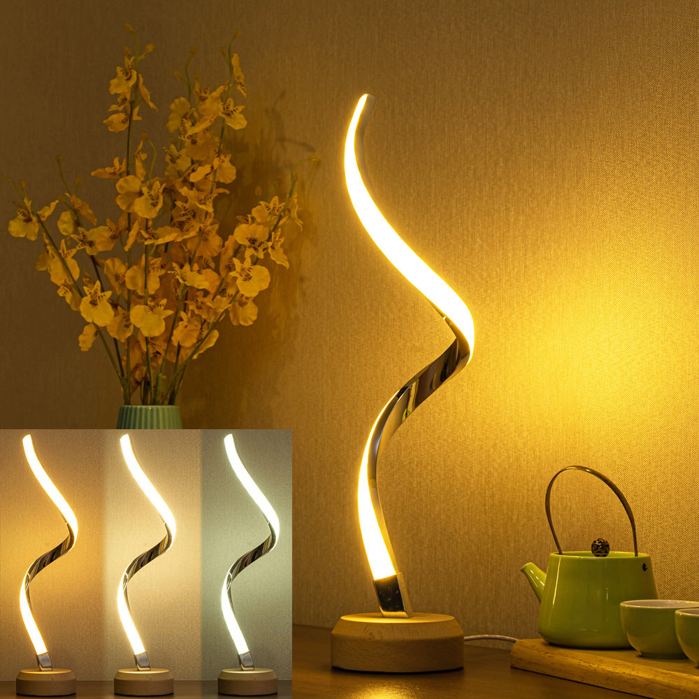 Large LED spiral table lamp with warm white light
